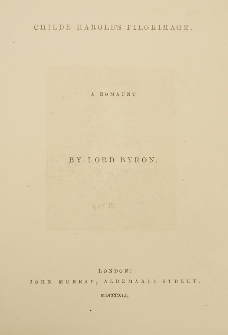 Lot 649: Custom 19th C. Lord Byron Childe Harold’s Pilgrimage, 4 Vols w/ Over 350 Prints Incl. Ex-Joshua Reynolds