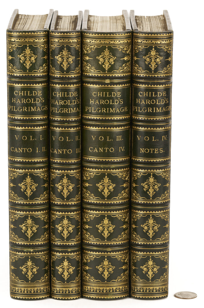 Lot 649: Custom 19th C. Lord Byron Childe Harold’s Pilgrimage, 4 Vols w/ Over 350 Prints Incl. Ex-Joshua Reynolds