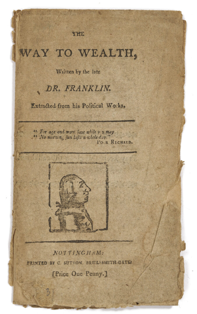 Lot 650: Benjamin Franklin The Way to Wealth Chapbook Plus Jack Daw Children's Book, Early 19th c.