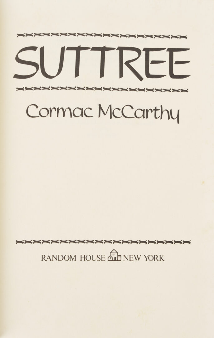 Lot 655: Cormac McCarthy Book Suttree, 1st Edition