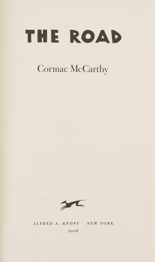 Lot 656: Seven (7) Cormac McCarthy 1st Edition Books