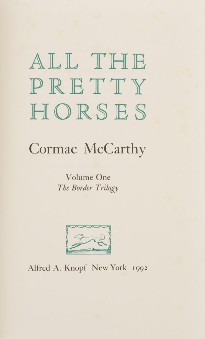 Lot 656: Seven (7) Cormac McCarthy 1st Edition Books