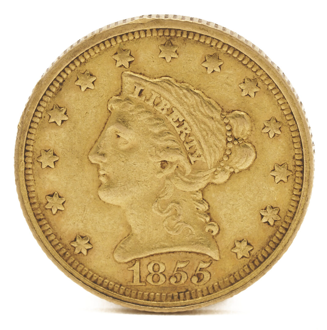 Lot 664: 1855-C $2.50 Liberty Gold Coin, PCGS AU55