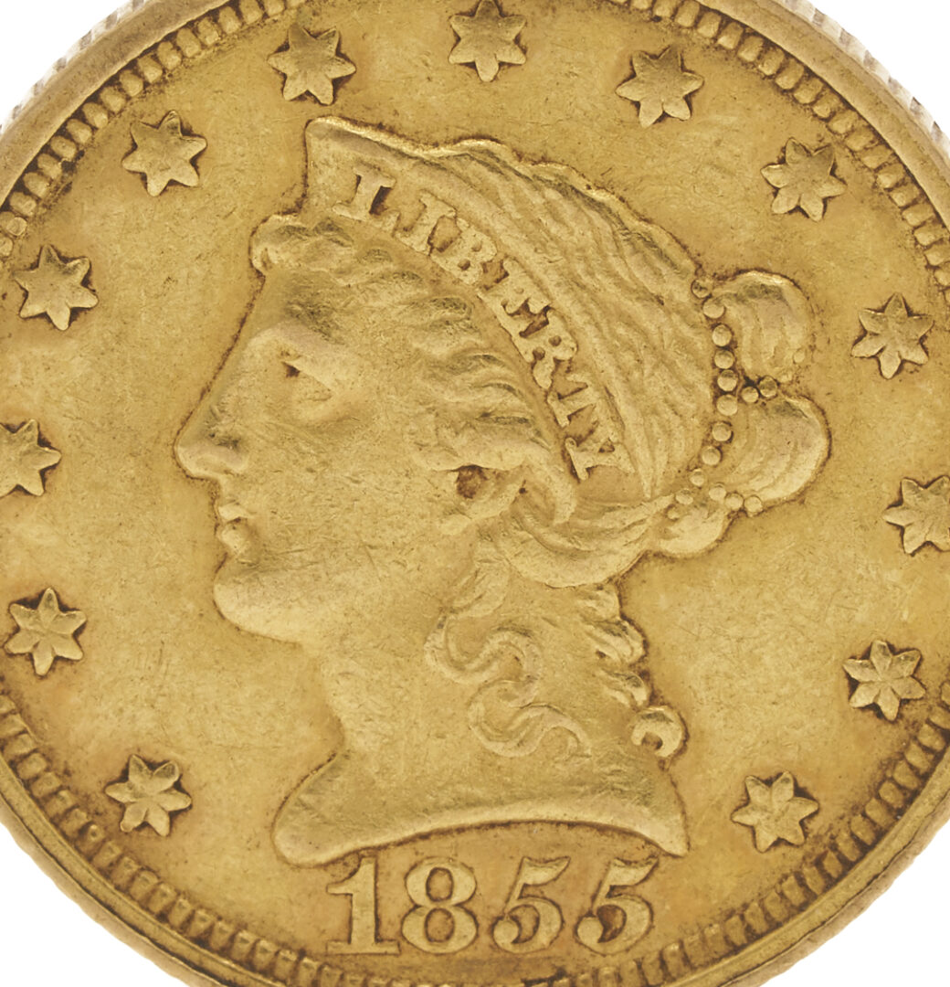 Lot 664: 1855-C $2.50 Liberty Gold Coin, PCGS AU55