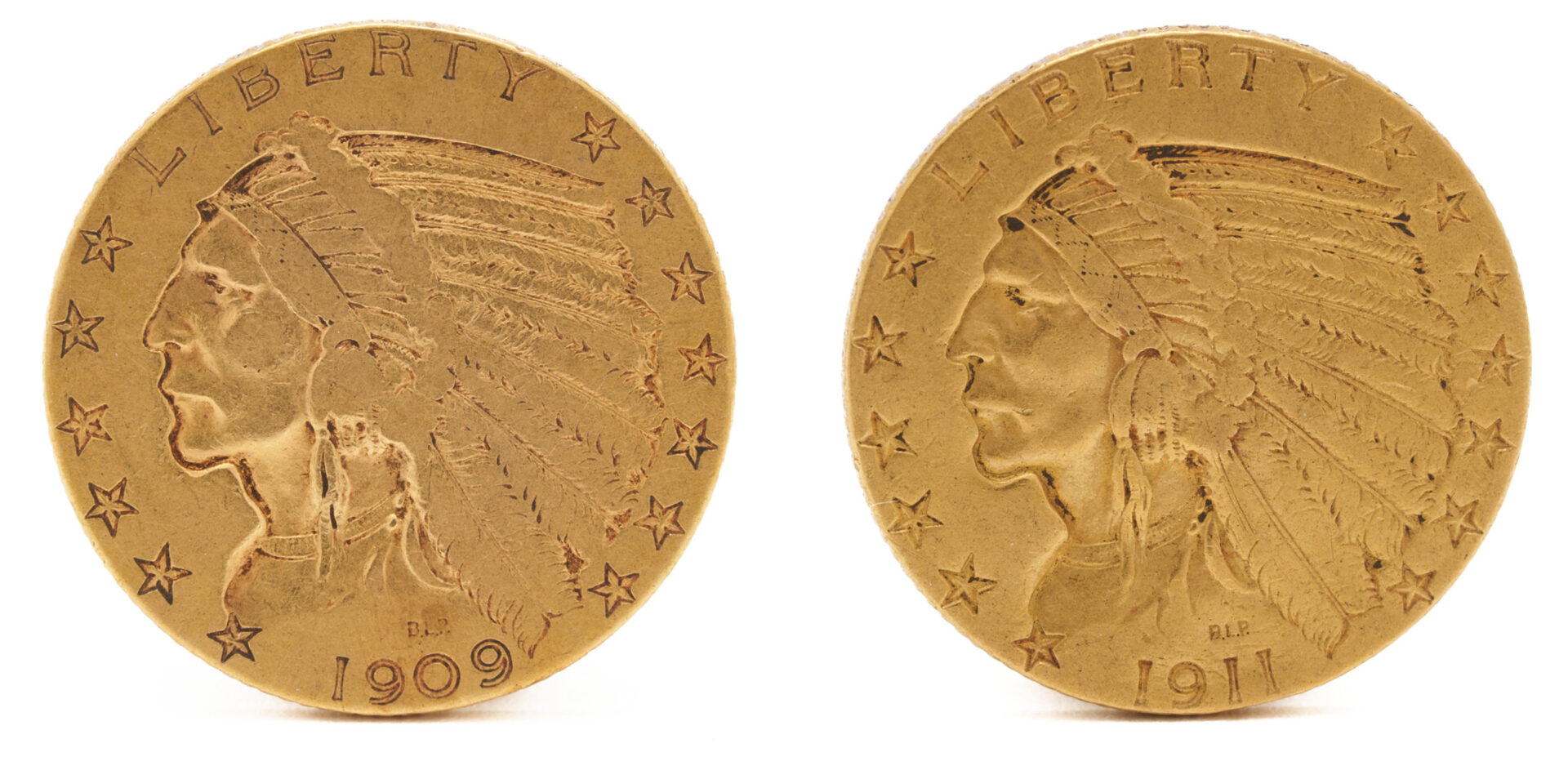 Lot 670: Two (2) $5 Indian Gold Coins, 1909 and 1911