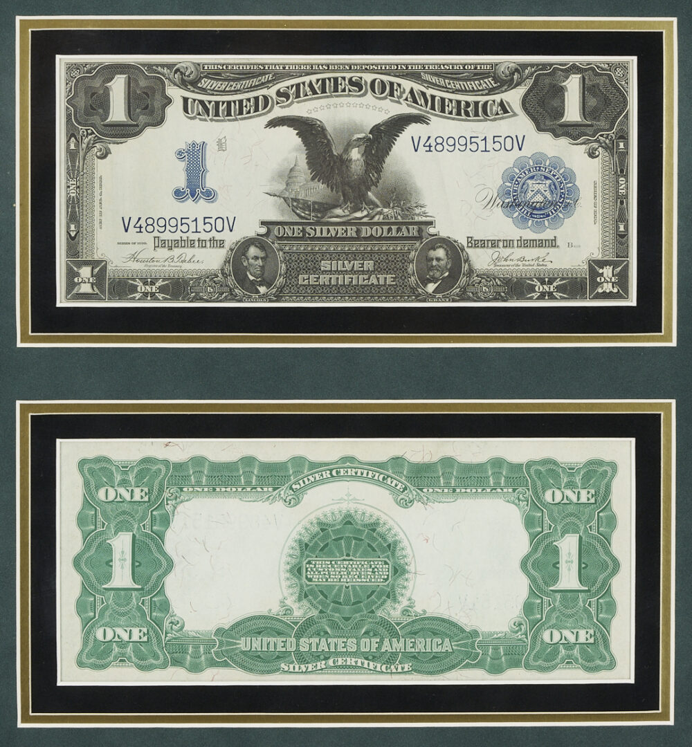 Lot 680: Three (3) Consecutive 1899 One Dollar Silver Certificates in Sequential Order, Framed