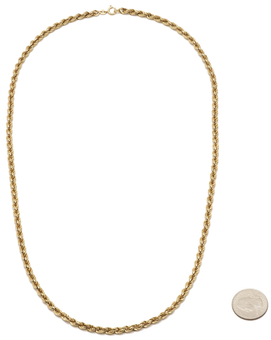 Lot 688: 18K Gold Rope Chain Necklace, 13 1/2"