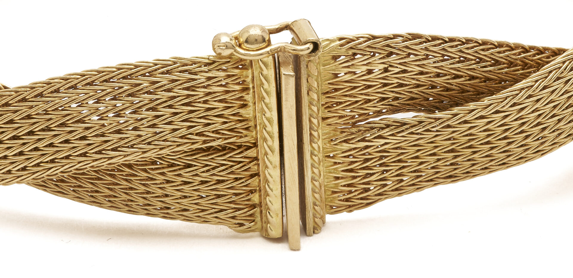 Lot 689: Lady's Italian 18K Gold Braided Mesh Bracelet