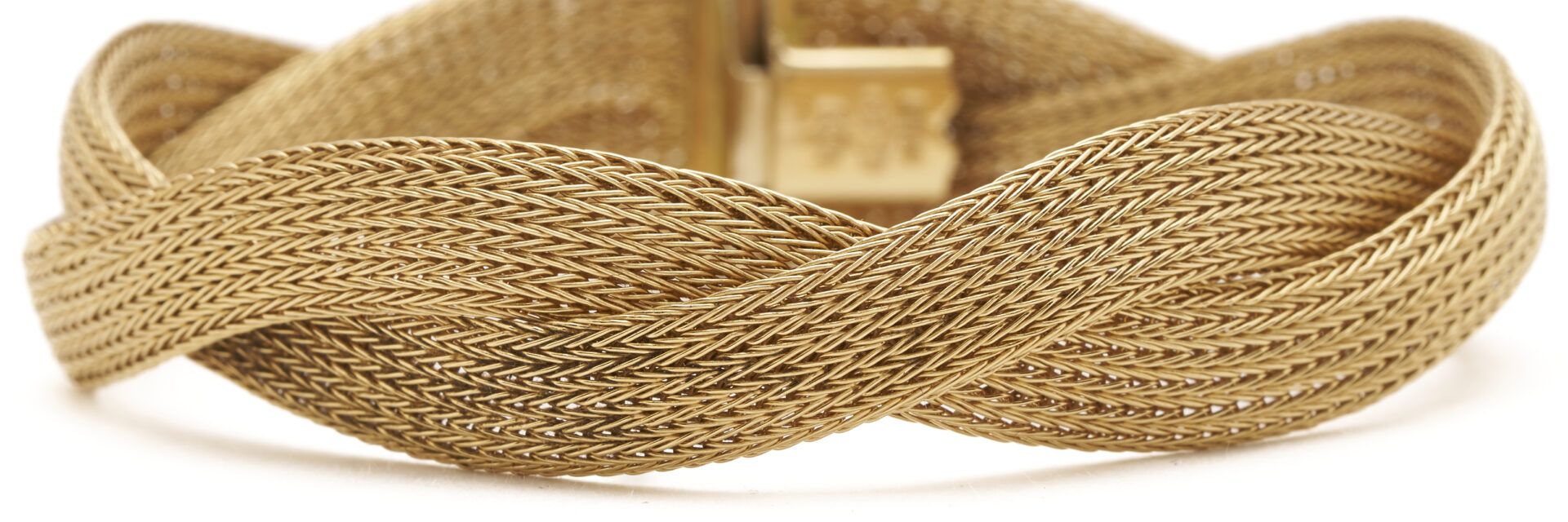 Lot 689: Lady's Italian 18K Gold Braided Mesh Bracelet