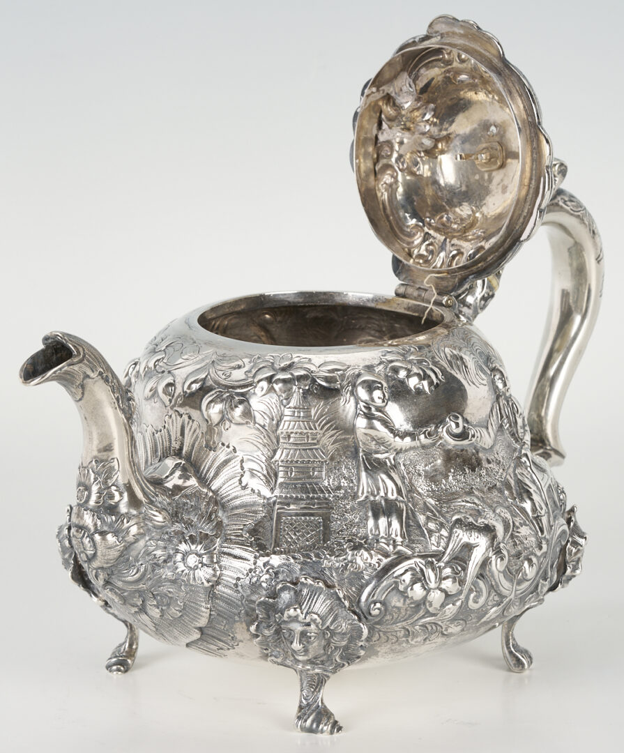 Lot 68: English Sterling Silver Chinoiserie Teapot