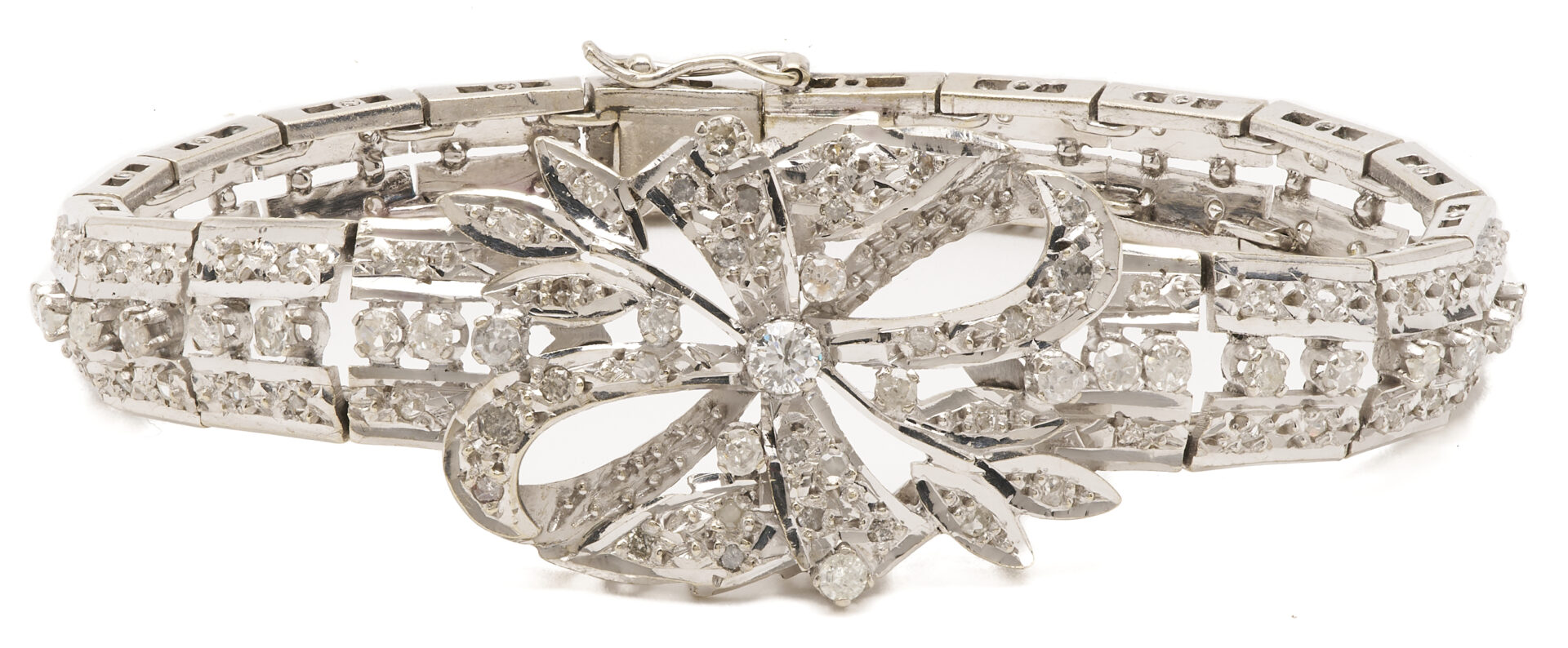 Lot 691: 10K White Gold & Diamond Bracelet