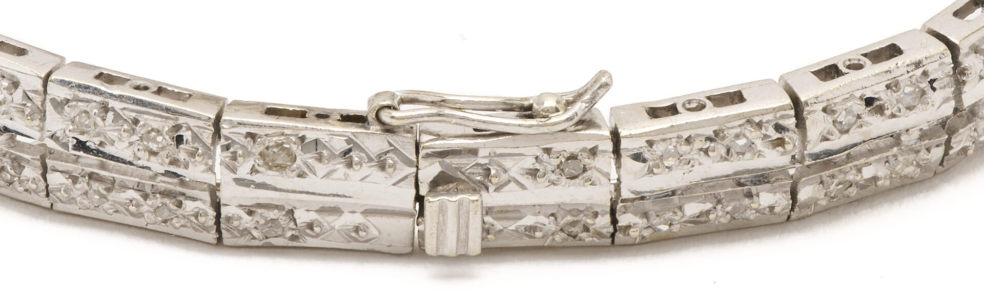 Lot 691: 10K White Gold & Diamond Bracelet