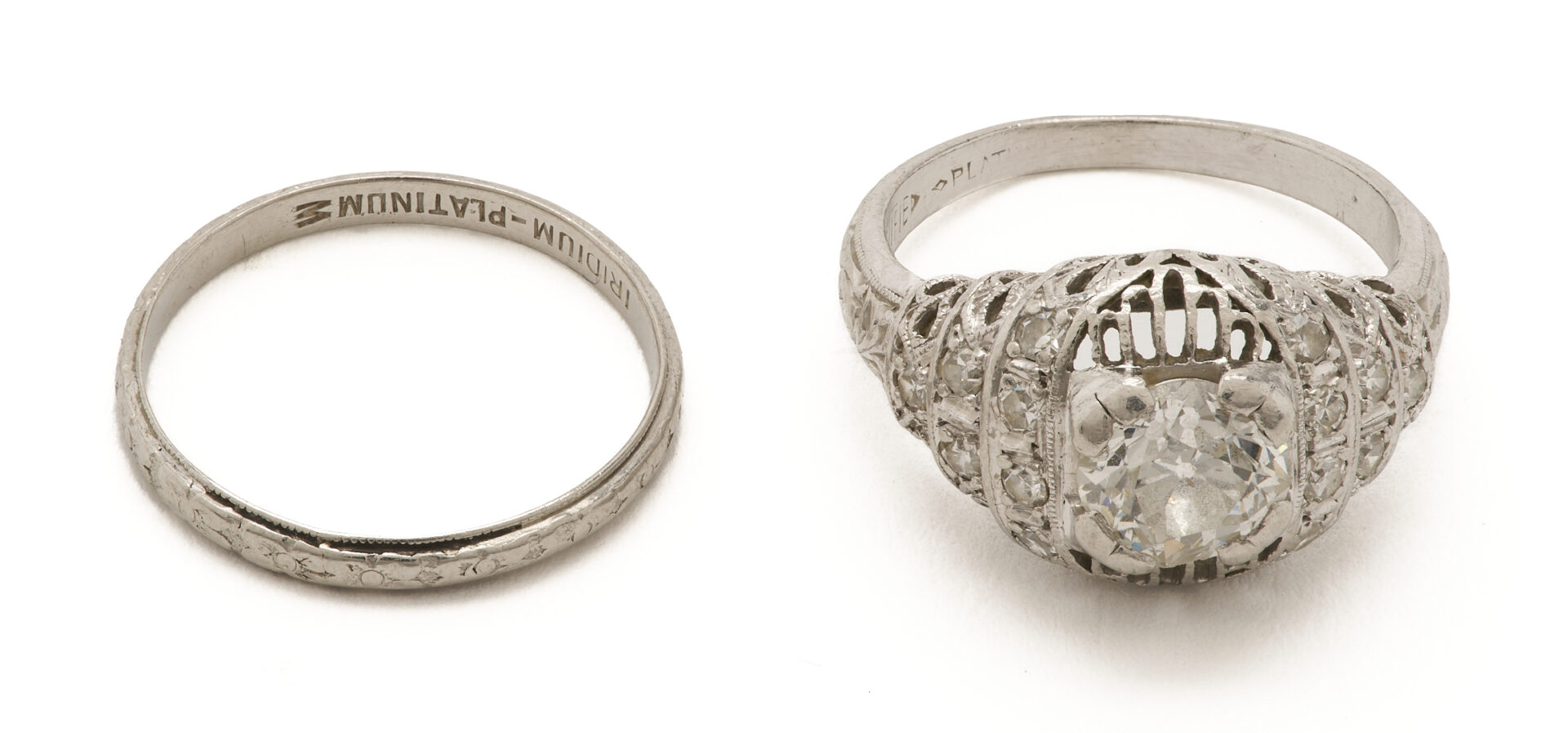 Lot 693: Platinum & Diamong Ring Wedding Set