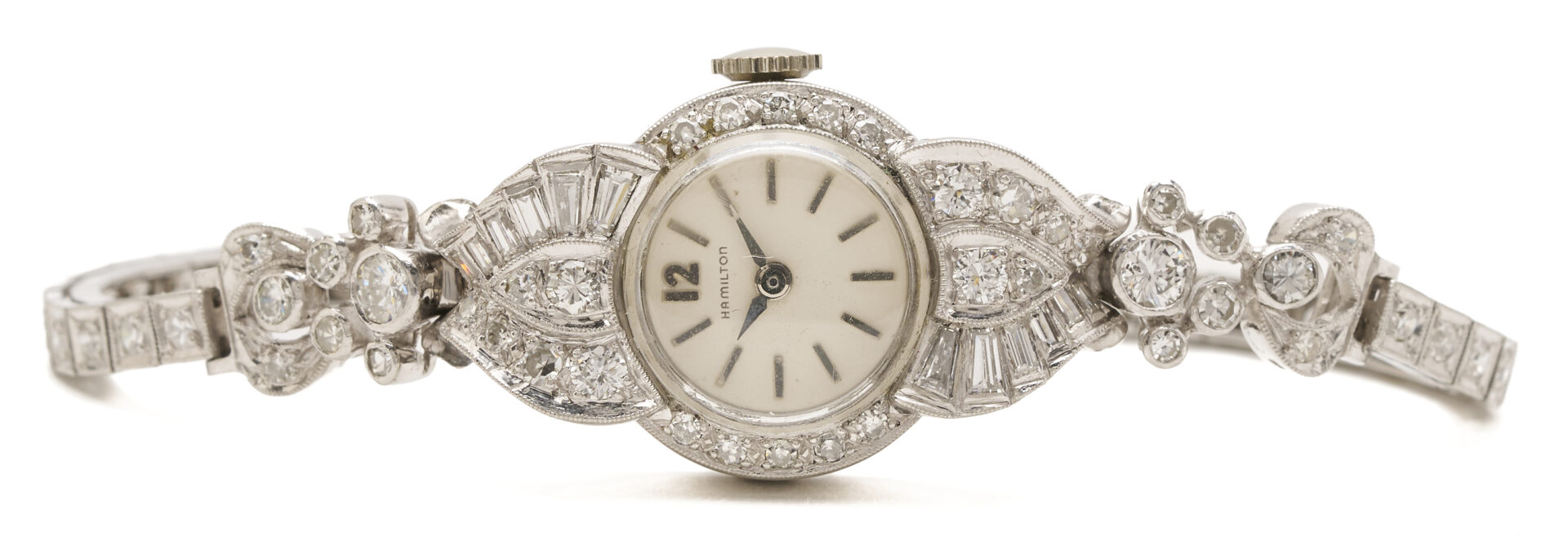 Lot 697: Lady's Vintage Platinum Hamilton Diamond Watch