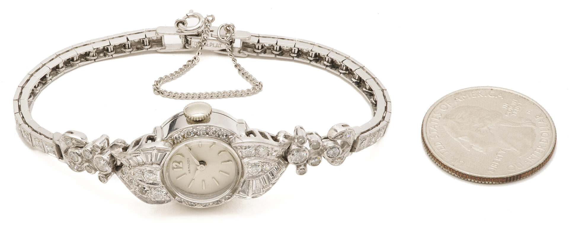 Lot 697: Lady's Vintage Platinum Hamilton Diamond Watch