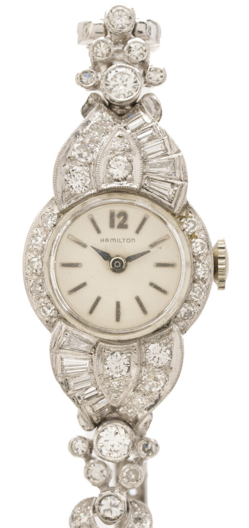 Lot 697: Lady's Vintage Platinum Hamilton Diamond Watch