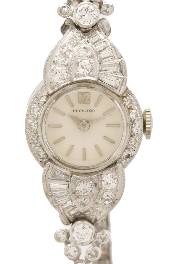 Lot 697: Lady's Vintage Platinum Hamilton Diamond Watch