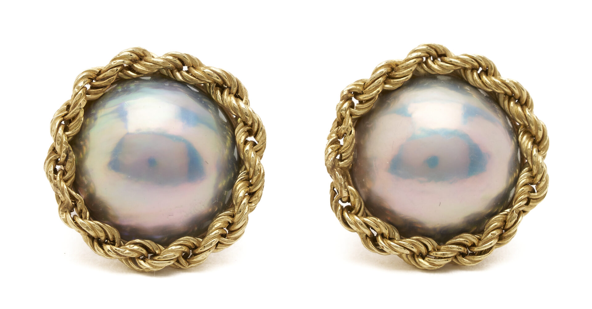 Lot 704: 18K Gold Tahitian Pearl Ring & 14K Gold Tahitian Pearl Earrings