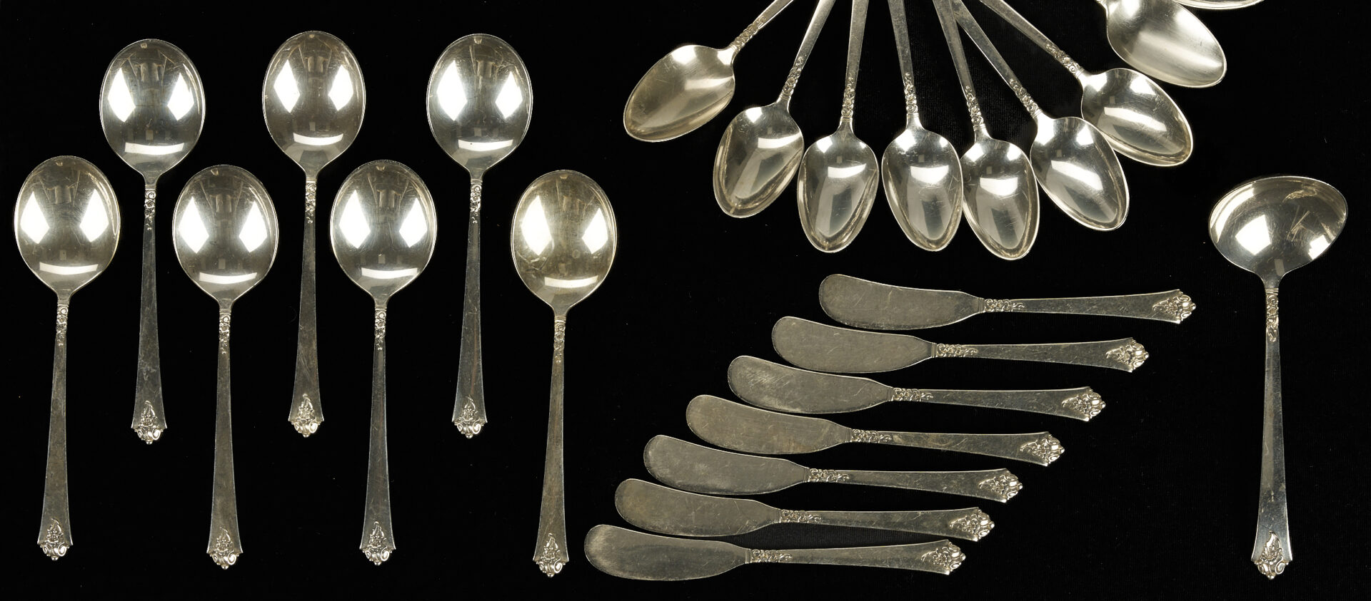 Lot 707: Royal Crest Castle Rose Sterling Silver Flatware, 66 pcs.