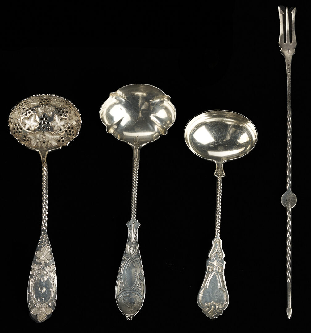 Lot 709: 22 Assorted Twist Handle Silver Serving Pieces