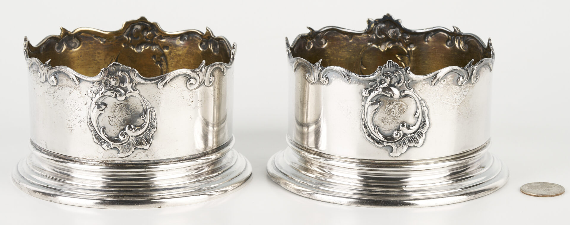 Lot 70: Pair .800 Silver Continental Wine Coasters