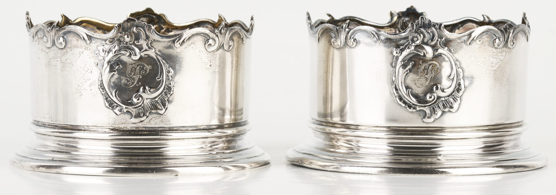 Lot 70: Pair .800 Silver Continental Wine Coasters