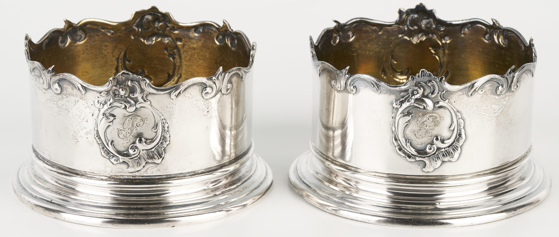 Lot 70: Pair .800 Silver Continental Wine Coasters