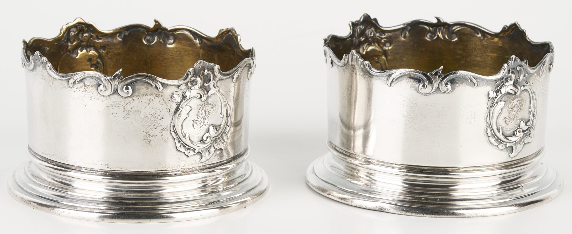 Lot 70: Pair .800 Silver Continental Wine Coasters