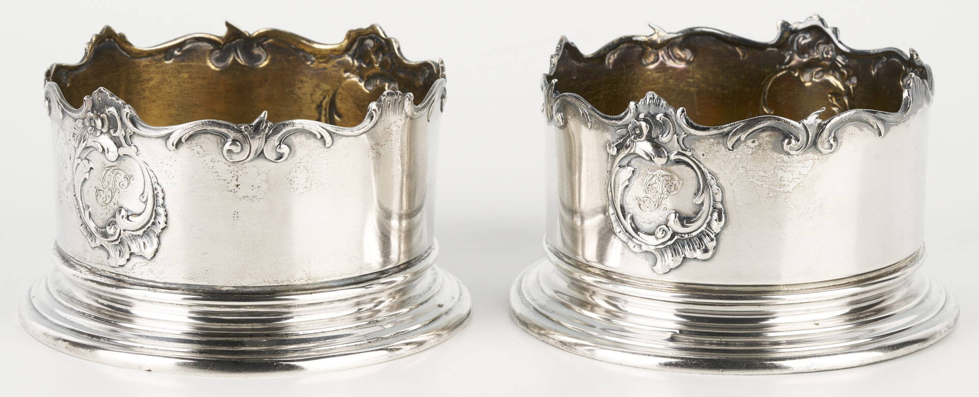 Lot 70: Pair .800 Silver Continental Wine Coasters