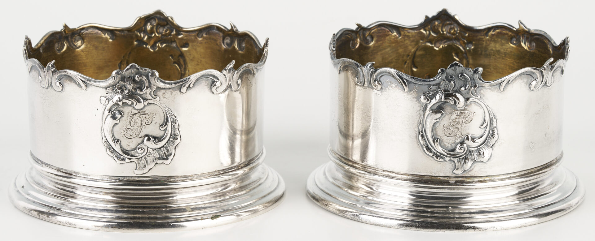 Lot 70: Pair .800 Silver Continental Wine Coasters