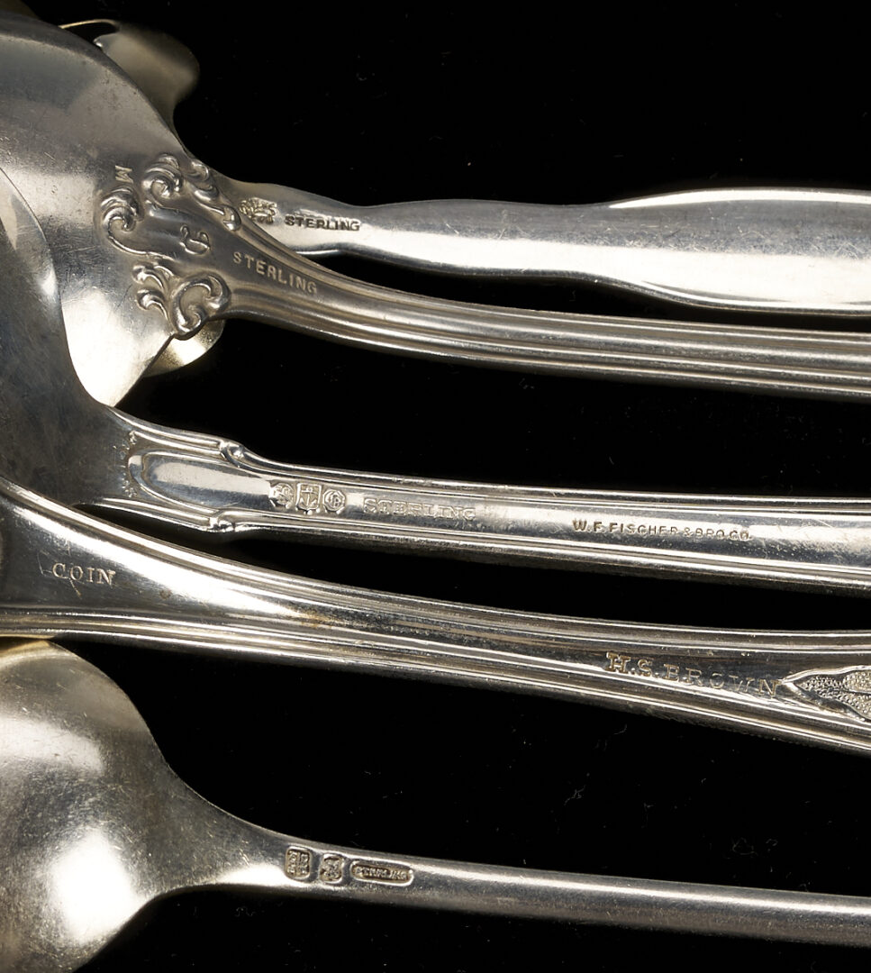 Lot 710: 21 Assorted Sterling & Coin Serving Flatware Pieces