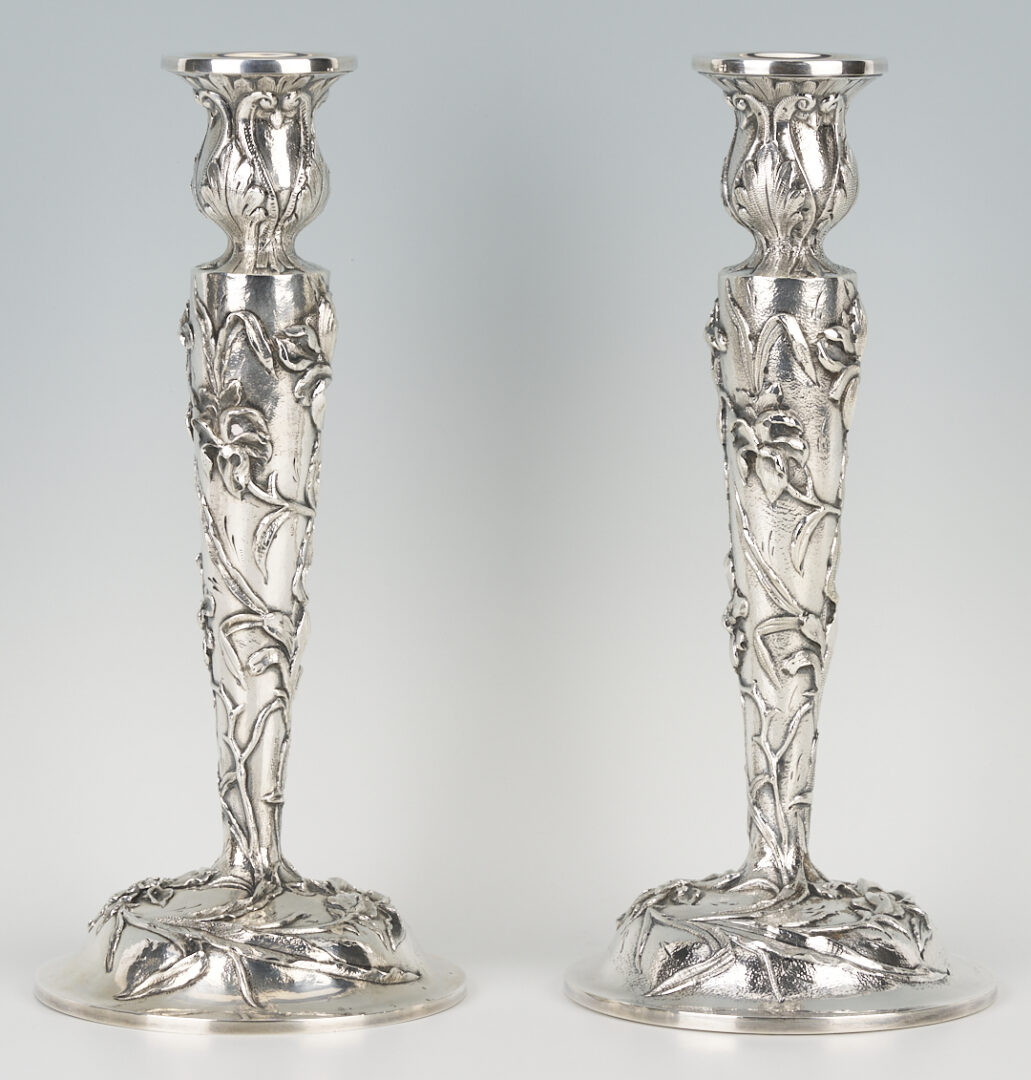 Lot 711: Kirk Sterling Candelabra and Candlesticks, 2 Pairs (4 total)