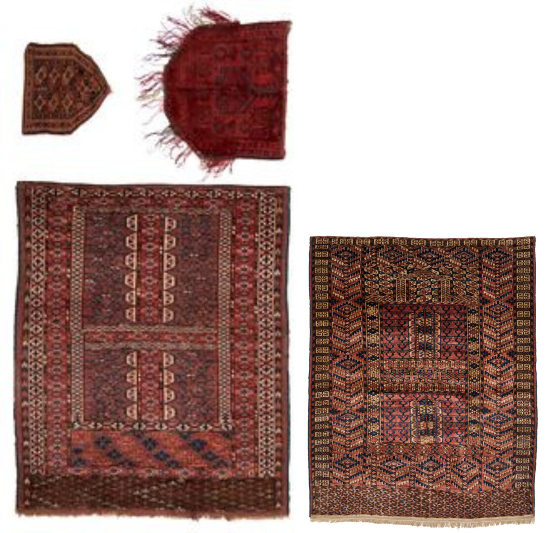 Lot 712: 4 Afgan Turkmen Weavings, incl. Rugs & Saddle Covers