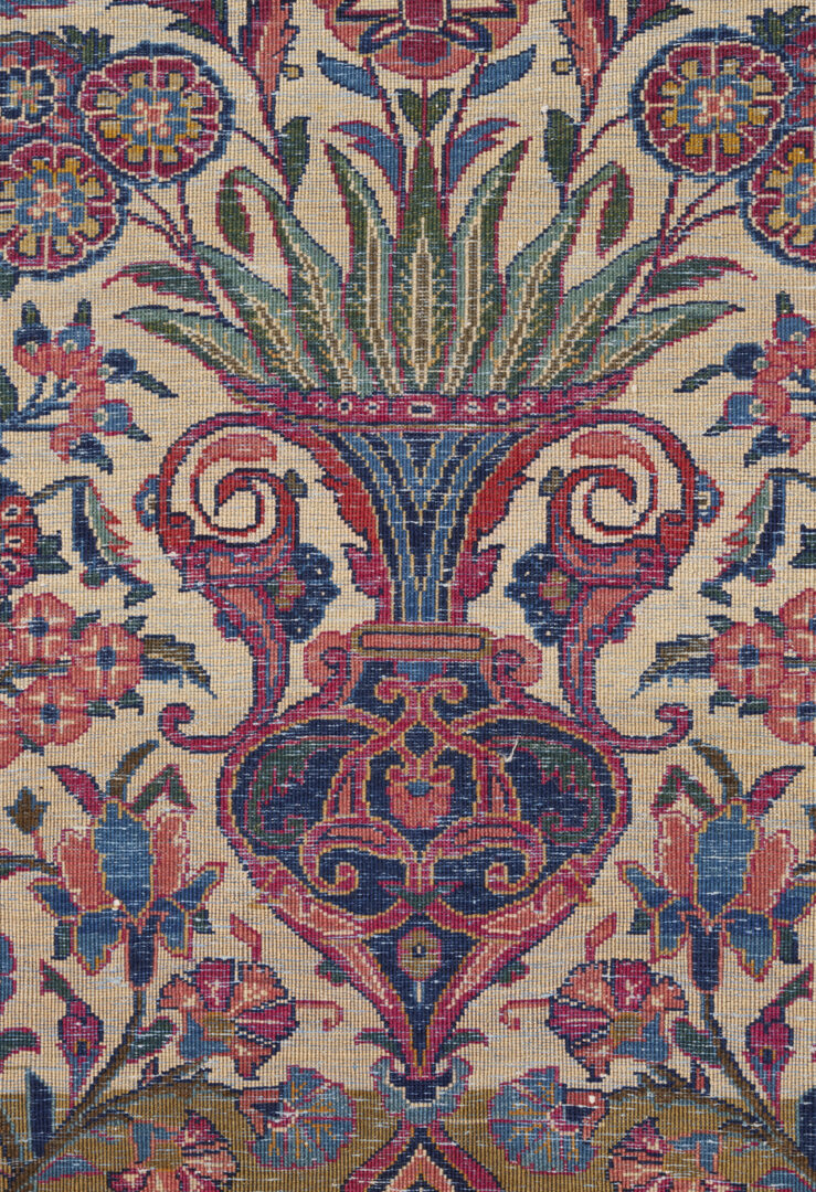 Lot 716: Antique Persian Isfahan Vase Rug w/ Silk Backgound