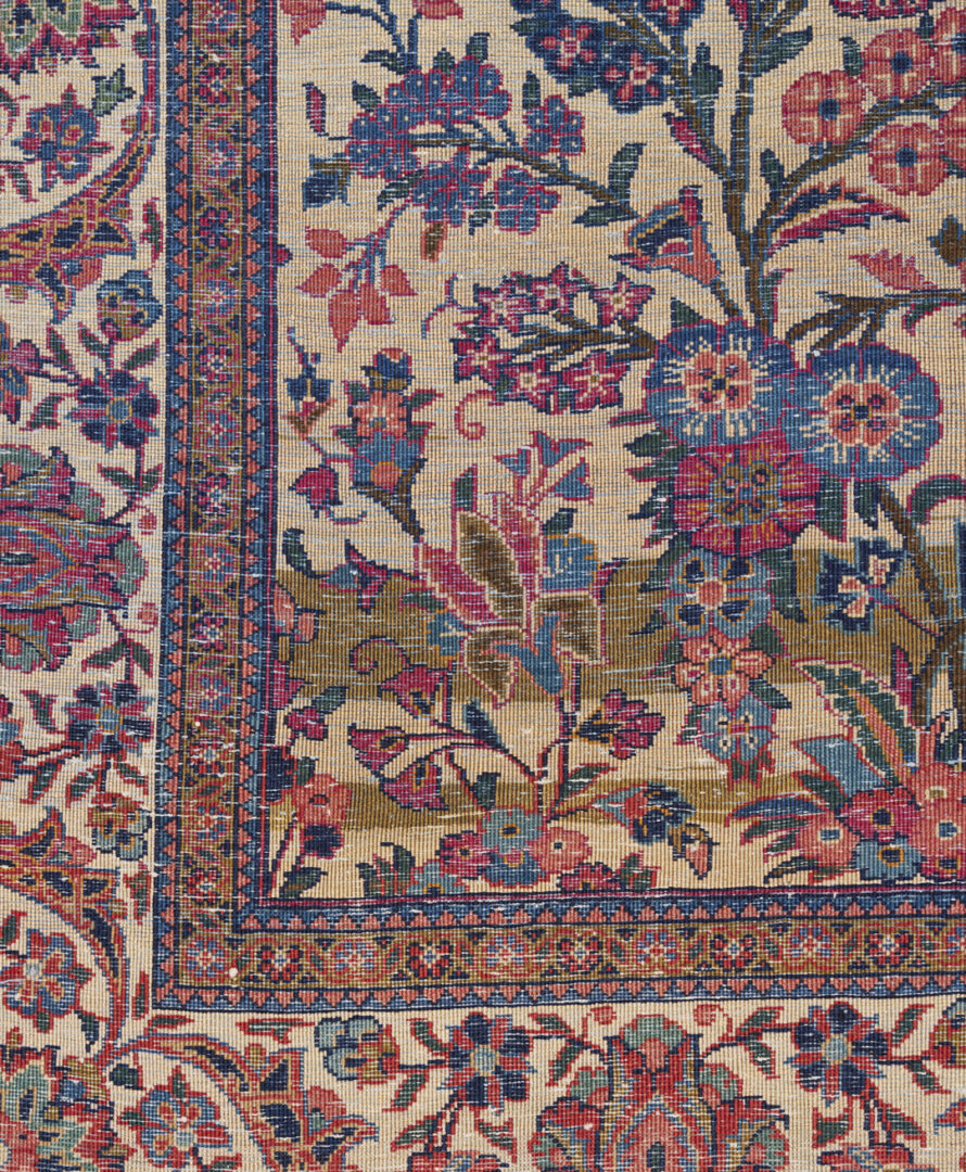 Lot 716: Antique Persian Isfahan Vase Rug w/ Silk Backgound