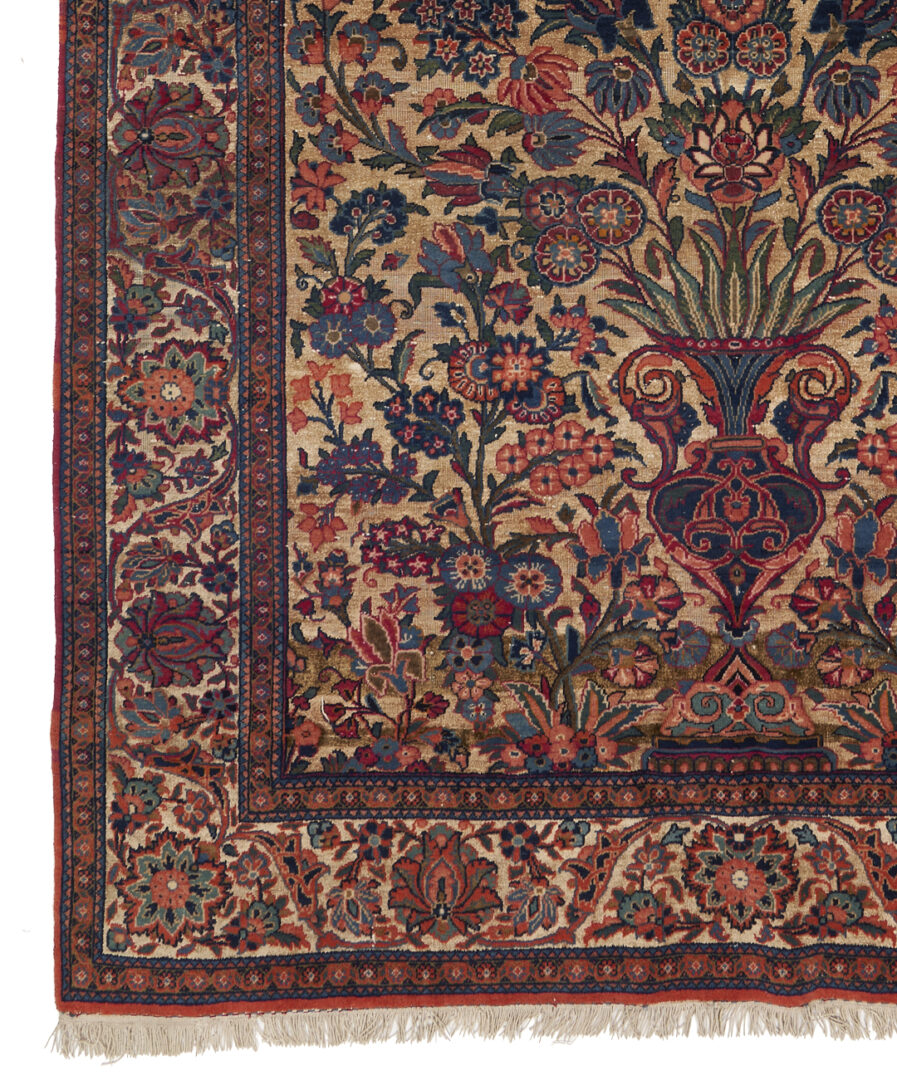 Lot 716: Antique Persian Isfahan Vase Rug w/ Silk Backgound