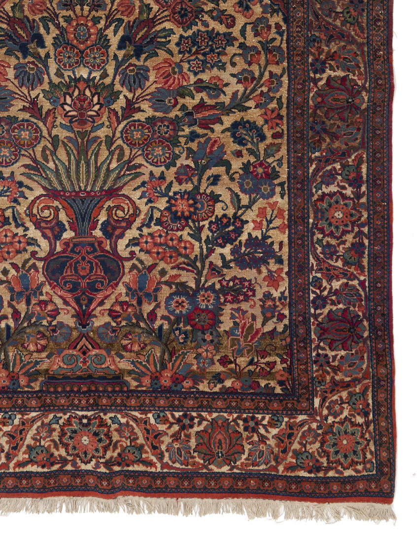 Lot 716: Antique Persian Isfahan Vase Rug w/ Silk Backgound