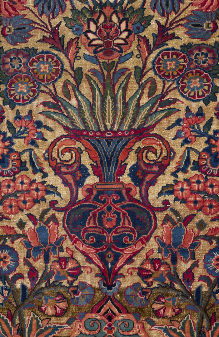 Lot 716: Antique Persian Isfahan Vase Rug w/ Silk Backgound