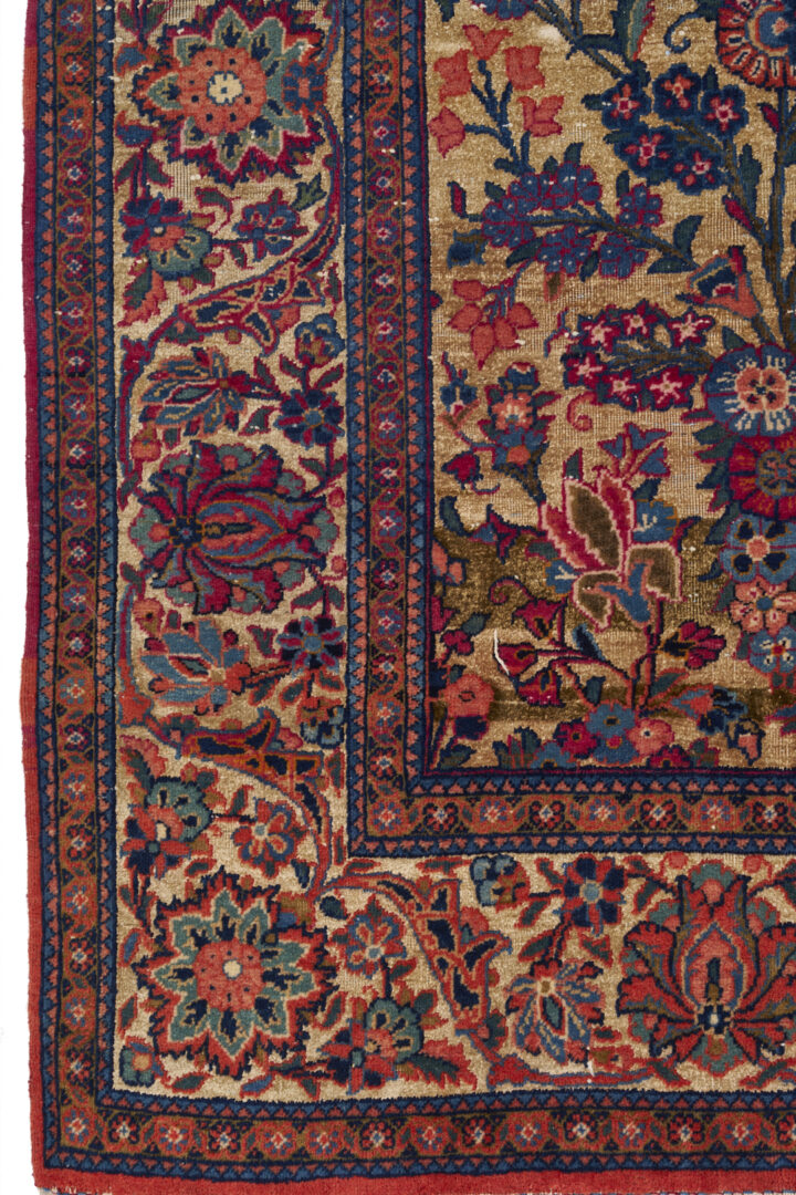 Lot 716: Antique Persian Isfahan Vase Rug w/ Silk Backgound