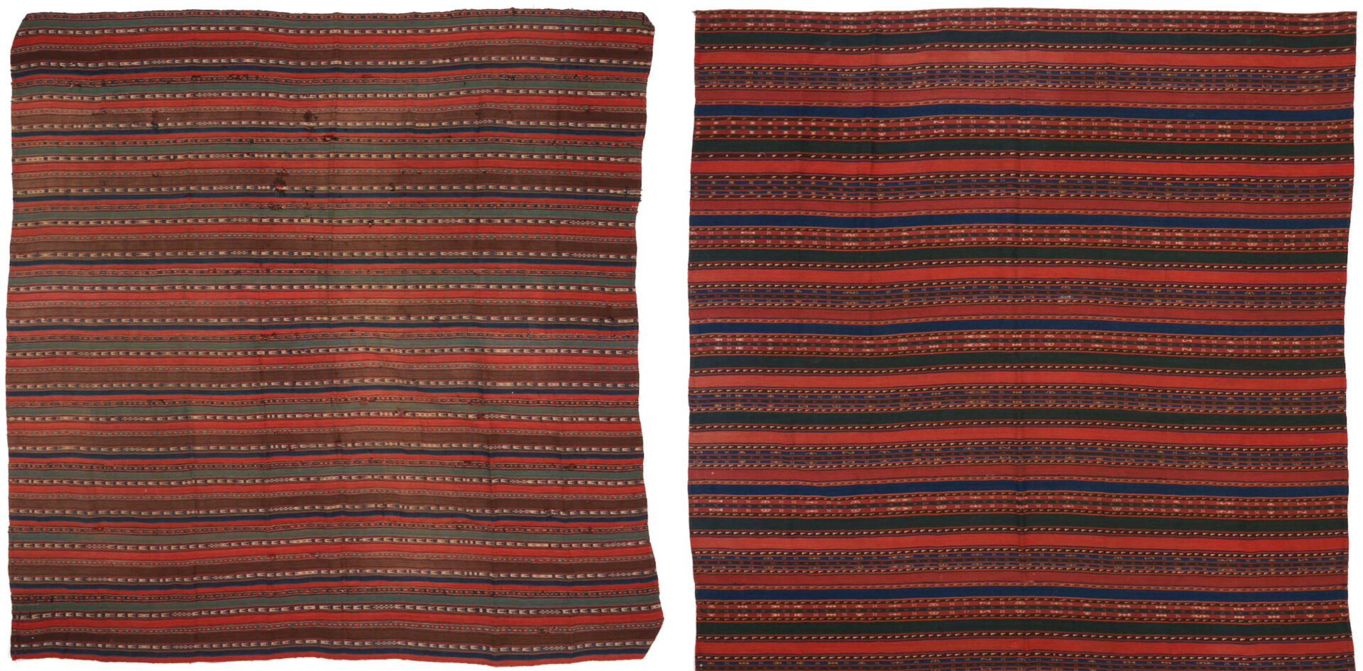 Lot 718: 2 Antique Tekke Turkmen Kilim Wool Blankets or Jajims