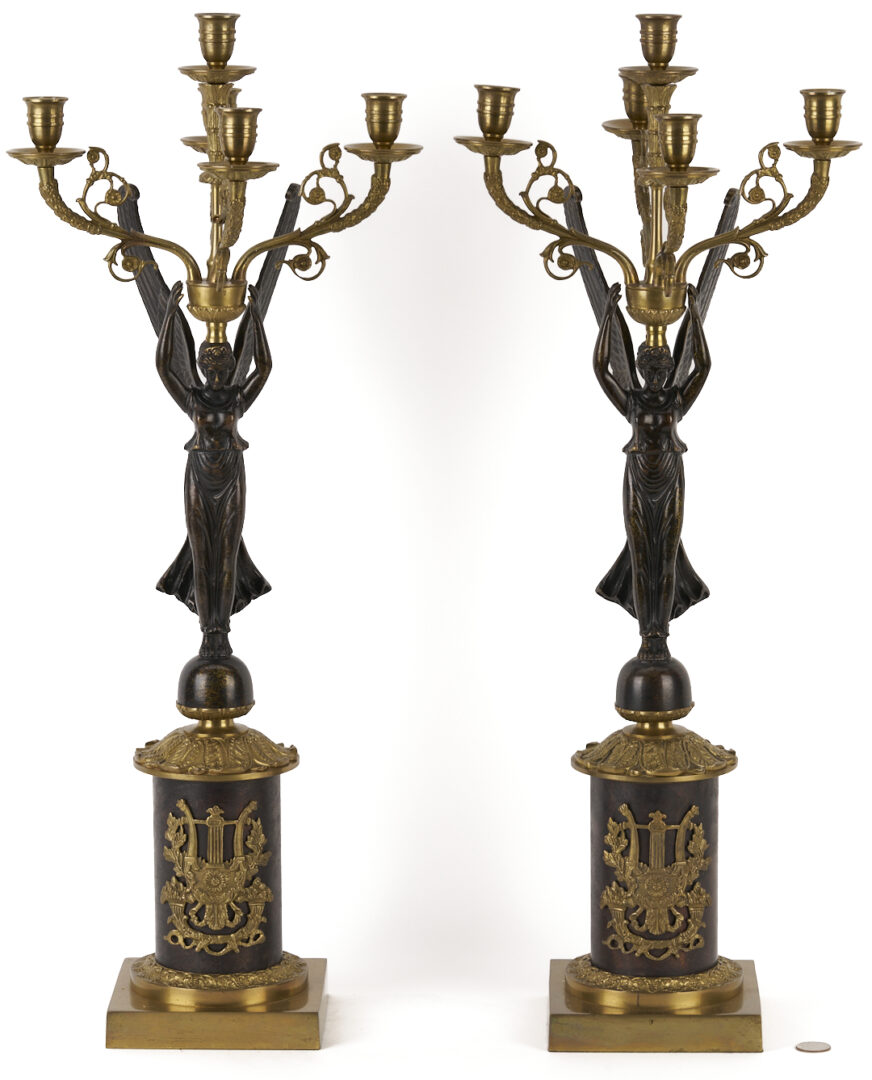 Lot 725: Pair French Empire Style Figural Candelabra