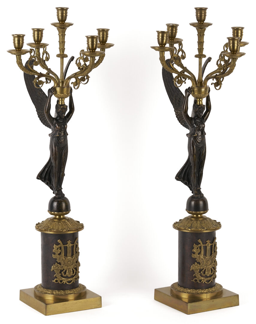 Lot 725: Pair French Empire Style Figural Candelabra