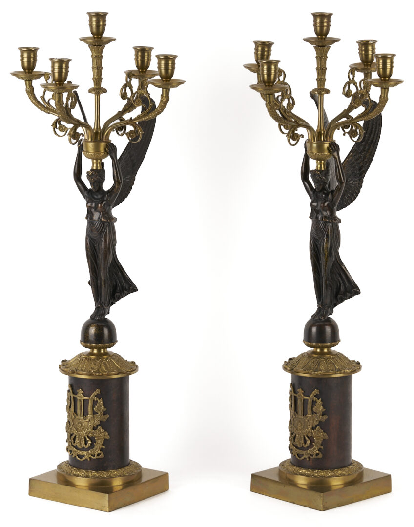 Lot 725: Pair French Empire Style Figural Candelabra