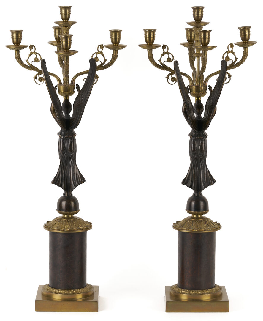 Lot 725: Pair French Empire Style Figural Candelabra