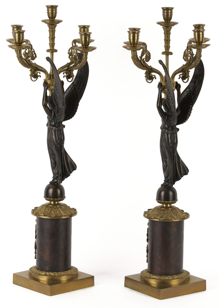 Lot 725: Pair French Empire Style Figural Candelabra