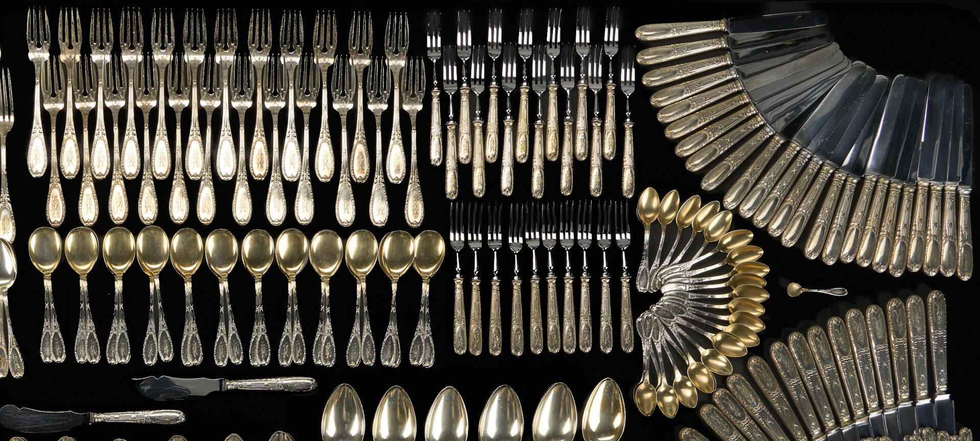 Lot 72: 335 pcs Neoclassical .800 Silver Flatware, Svc for 24 plus Cases