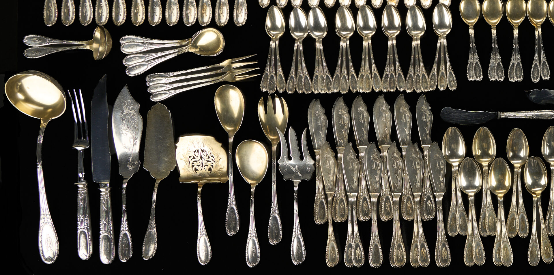 Lot 72: 335 pcs Neoclassical .800 Silver Flatware, Svc for 24 plus Cases