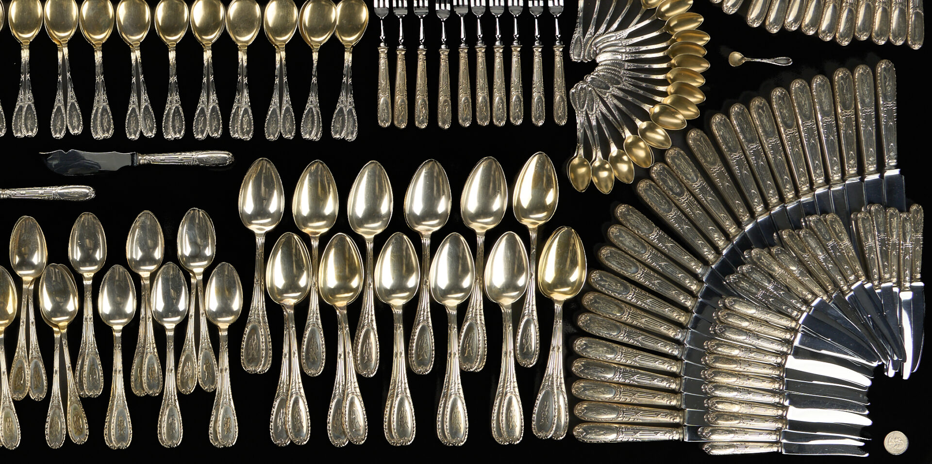 Lot 72: 335 pcs Neoclassical .800 Silver Flatware, Svc for 24 plus Cases