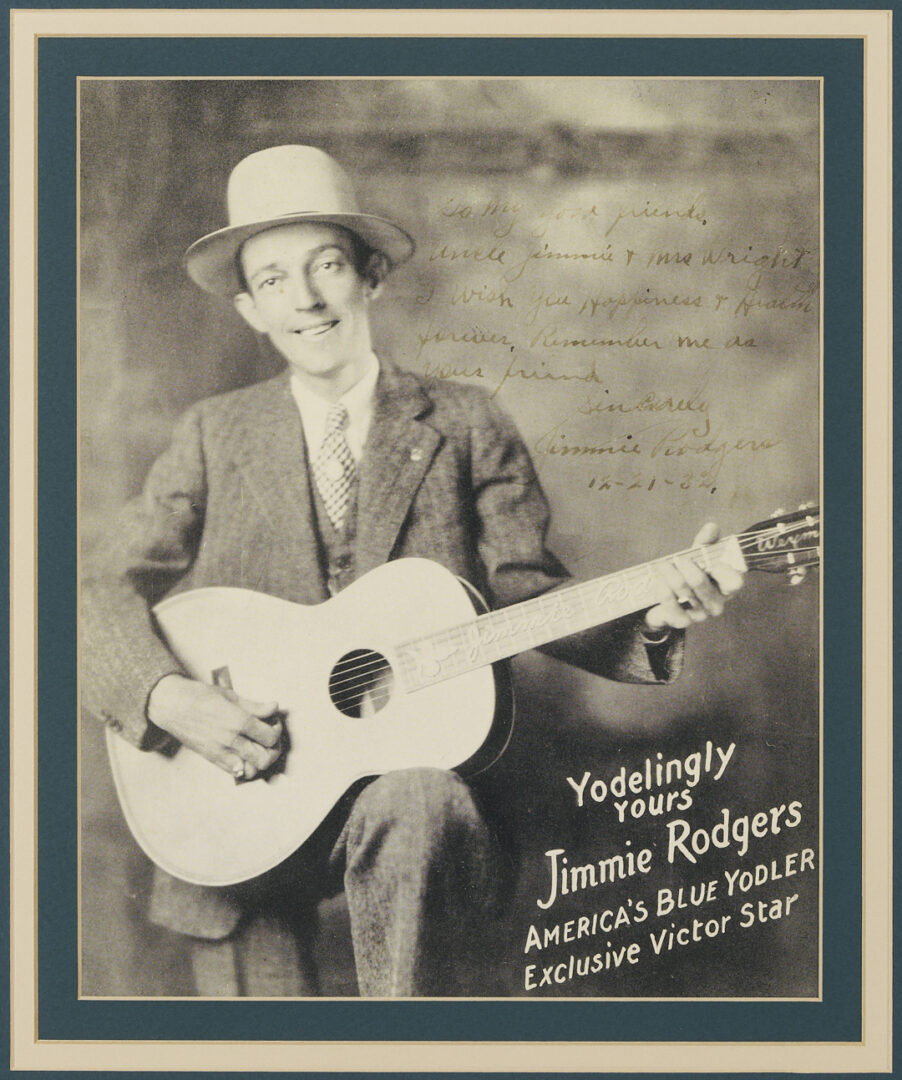 Lot 731: Jimmie Rodgers Signed & Dated Photograph plus Record, Framed