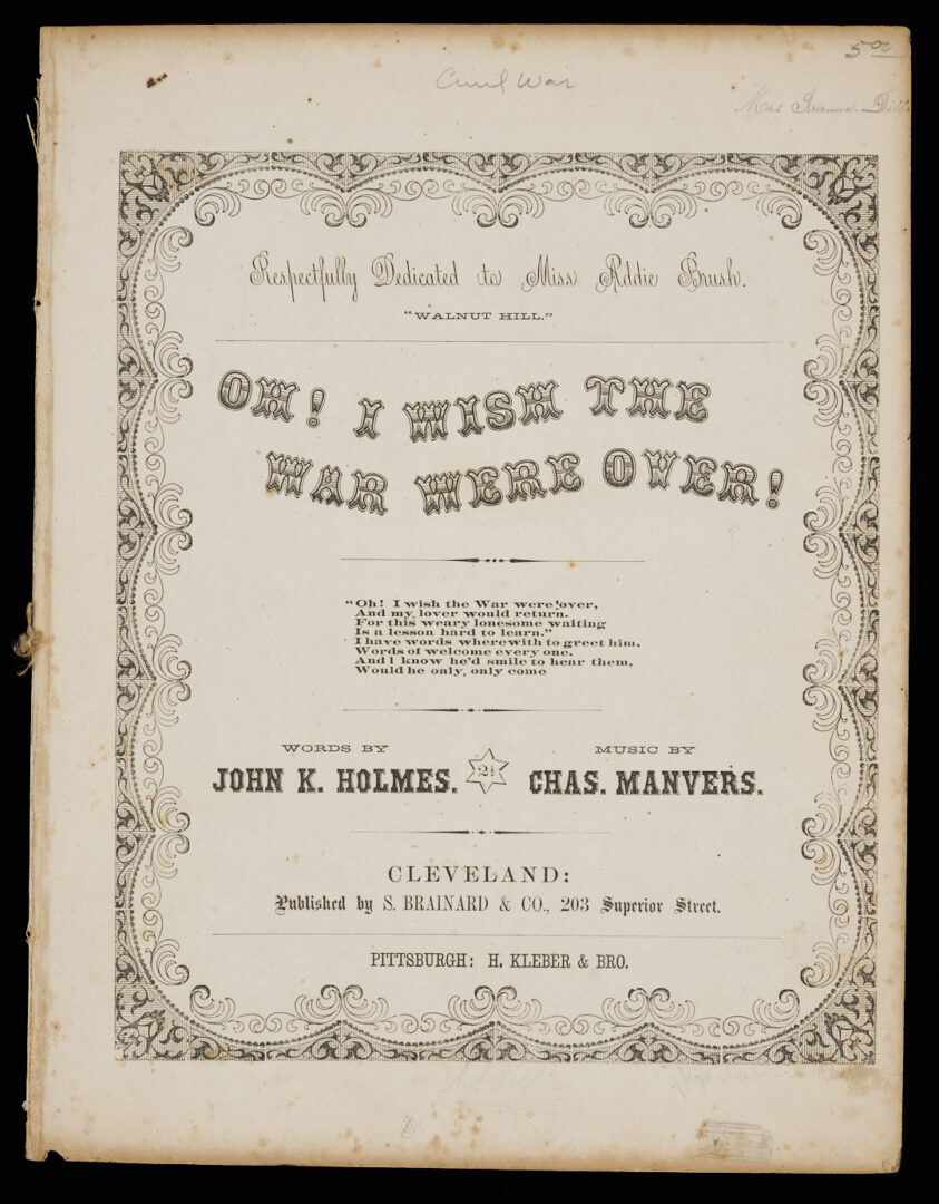 Lot 734: 17 pcs Sheet Music; 19th C., Civil War, Black Interest, Minstrel, Nashville